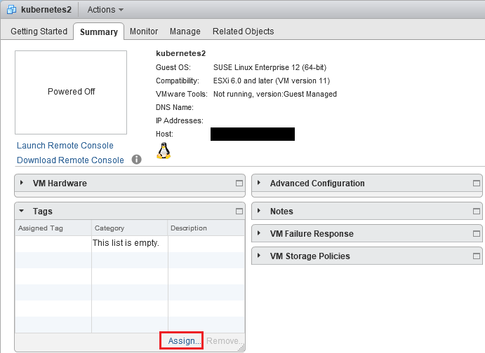 vSphere Assign Tag To VM