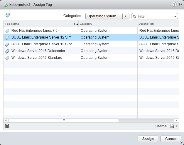 vSphere Assign Tag To VM