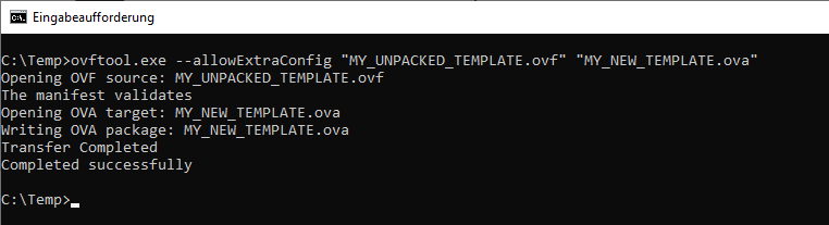 Repackaging the .OVA file
